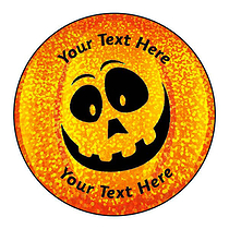 72 Personalised Holographic Pumpkin Stickers - 35mm