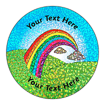 72 Personalised Holographic Rainbow Arch Stickers - 35mm