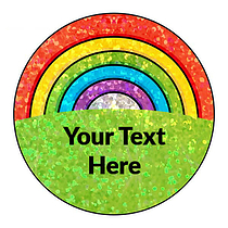 72 Personalised Holographic Rainbow Stickers - 35mm