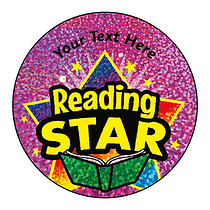 72 Personalised Holographic Reading Star Stickers - 35mm