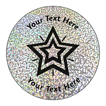 72 Personalised Holographic Silver Star Stickers - 35mm