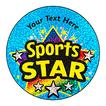 72 Personalised Holographic Sports Star Stickers - 35mm