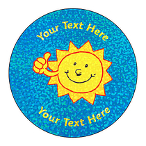 72 Personalised Holographic Sunshine Stickers - 35mm