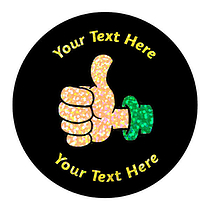 72 Personalised Holographic Thumbs Up Stickers - 35mm