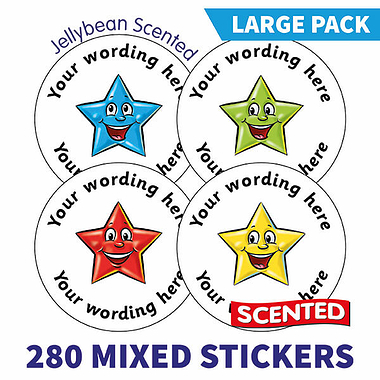 Personalised SCENTED Star Stickers Value Pack (280 Stickers - 37mm)