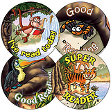 Jungle Stickers - Good Reading (35 Stickers - 37mm)