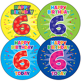 Happy Birthday 6 Today Stickers (35 Stickers - 37mm)