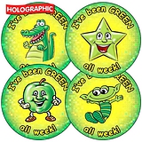 Holographic I've been Green all week Stickers (35 Stickers - 37mm)