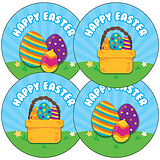 35 "Happy Easter" Eggs Stickers - 37mm