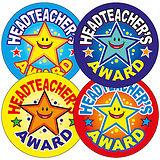 35 Headteacher's Award Smiley Star Stickers - 37mm