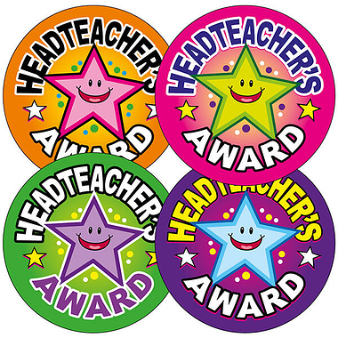 35 Headteacher's Award Smiley Star Stickers - 37mm