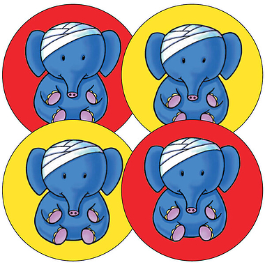 35 First Aid Head Bump Elephant Stickers - 37mm