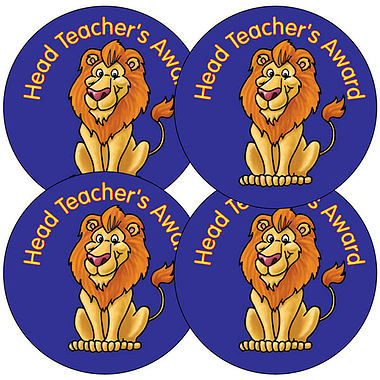 35 Head Teacher's Award Lion Stickers - 37mm