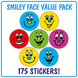 Smiley Face Dot Stickers (175 Stickers - 20mm) Brainwaves