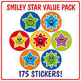 175 Smiley Star Stickers - 20mm