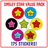 Smiley Star Stickers (175 Stickers - 20mm) Brainwaves