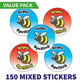 150 Super Spelling Stickers - 25mm