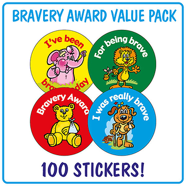 Bravery Award Stickers (100 Stickers - 32mm) Brainwaves