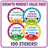 Growth Mindset Brain Stickers (32mm - 100 Stickers)