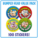 I Bumped My Head Today Stickers (100 Stickers - 32mm) Brainwaves