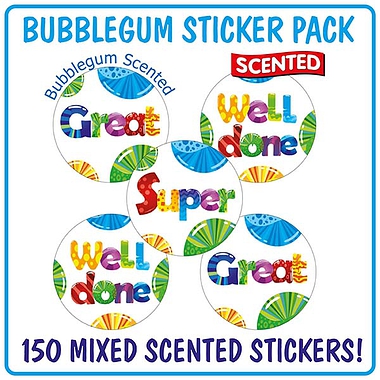 Scented Bubblegum Stickers - Value Packs (150 Stickers - 25mm)
