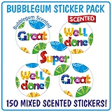 150 Bubblegum Scented Reward Stickers - 25mm