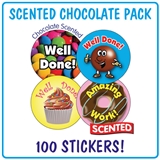 Scented Chocolate Stickers Value Pack - Well Done (100 Stickers - 32mm)