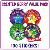 Scented Berry Stickers Value Pack - Stars and Superstars (100 Stickers - 32mm)