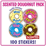 Scented Vanilla Stickers Value Pack - Doughnut (100 Stickers - 32mm)