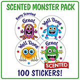 100 Berry Scented Monsters Stickers - 32mm