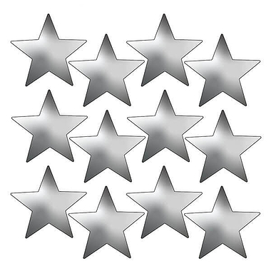 Sheet of 140 Silver Metallic 18mm Star Stickers