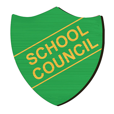 School Council Bamboo Shield Badge - Green (34mm x 36mm)