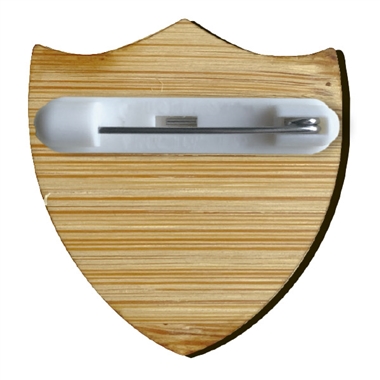 School Council Natural Bamboo Shield Badge - Brown (34mm x 36mm)