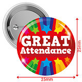Great Attendance Badges - Red (10 Badges - 25mm)