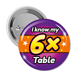 I know my 6x Times Tables Badges (10 Badges - 38mm)