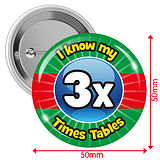 I know my 3x Times Tables Badges (10 Badges - 50mm)