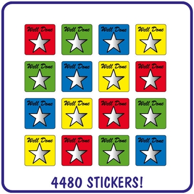 4480 Metallic Well Done Stars Stickers - 16mm