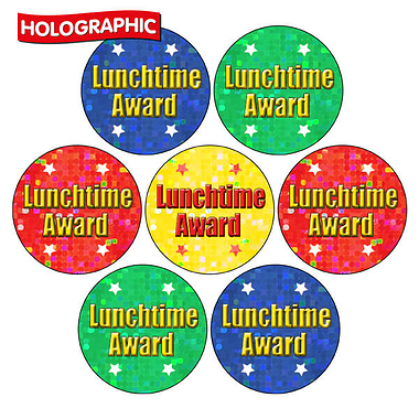Holographic Lunchtime Award Stickers (35 Stickers - 20mm)
