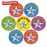 Holographic You're A Star Stickers (35 Stickers - 20mm) 