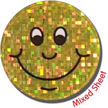 Holographic Smiley Stickers (35 Stickers - 20mm)