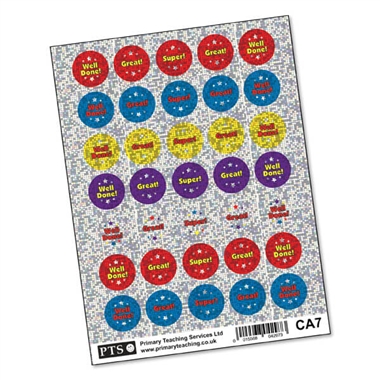 35 Holographic Assorted Words Stickers - 20mm