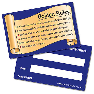 Golden Rules CertifiCARDS (10 Cards - 86mm x 54mm)