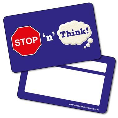 STOP 'n' Think Card Plastic Certificards (10 Cards - 86mm x 54mm)