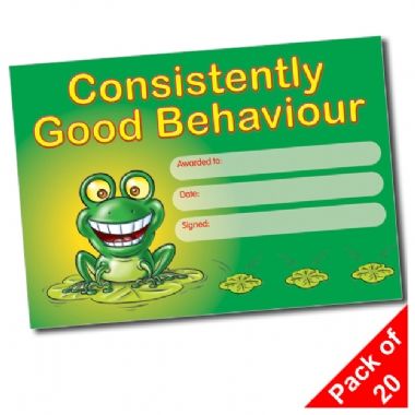20 Consistently Good Behaviour Certificates - A5