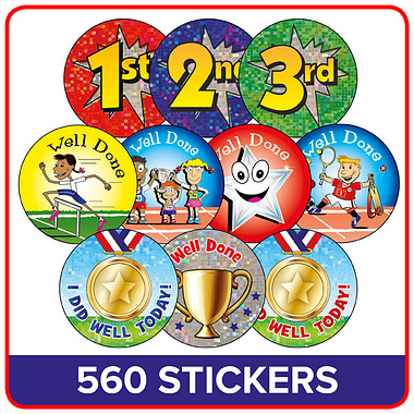 Sports Day Stickers Value Pack (560 Stickers - 37mm)