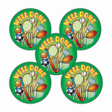 'Well Done'' Sports Stickers (30 Stickers - 25mm)