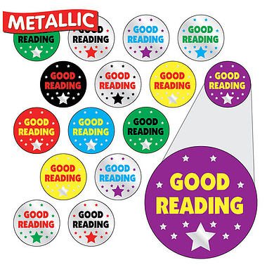 Metallic Good Reading Stickers (196 Stickers - 10mm)