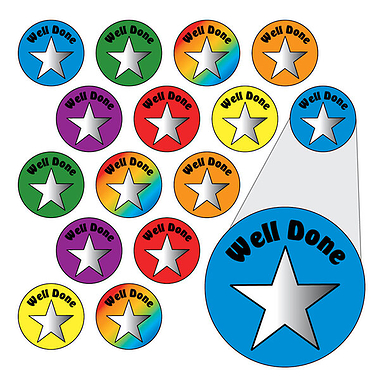 196 Metallic Well Done Stickers - 10mm