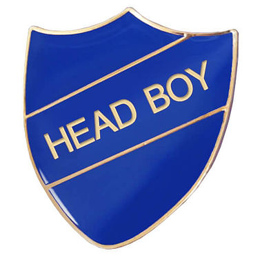 Head Boy Enamel Badge - Blue (30mm x 26mm)