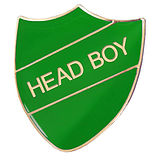 Head Boy Enamel Badge - Green (30mm x 26mm)